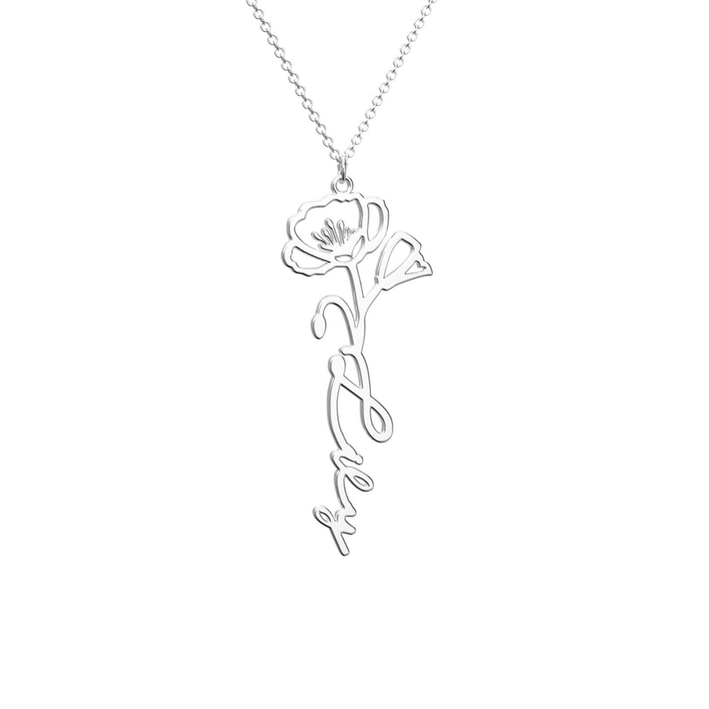 Birthflower Name Necklace Gift, Custom Name Necklace, The Best Gift For You -