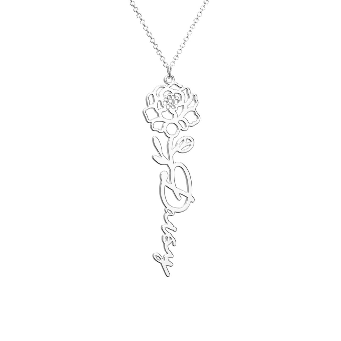 Birthflower Name Necklace Gift, Custom Name Necklace, The Best Gift For You -