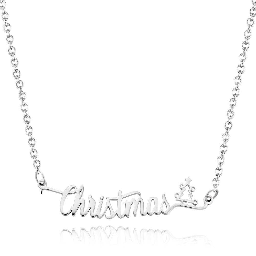 Custom Name Necklace with Christmas Tree Jewelry Gift for Christmas