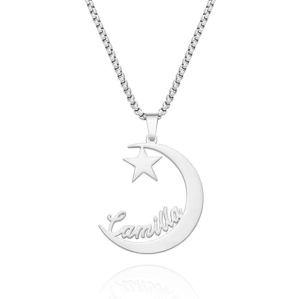 Custom Engraved Necklace Name Star Moon Exquisite Gifts - soufeelmy
