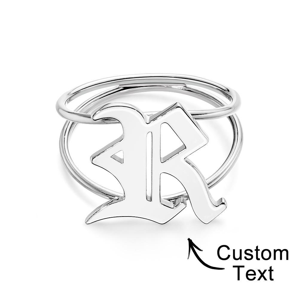 Old English Initial Custom Gothic Ring Personalized gift Ring - soufeelmy