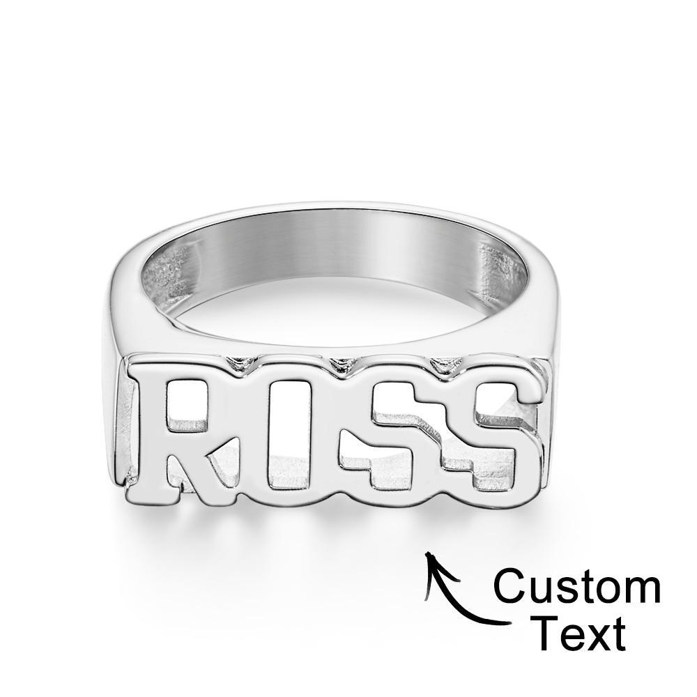 Custom Name Ring, Personalized Block Name Ring, Name Ring, Engraved Name Ring For Men and Women - soufeelmy