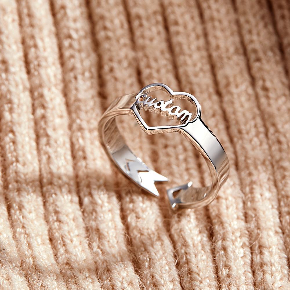 Loving Heart Custom Name Adjustable Ring For Women Girls Engagement Gift - soufeelmy