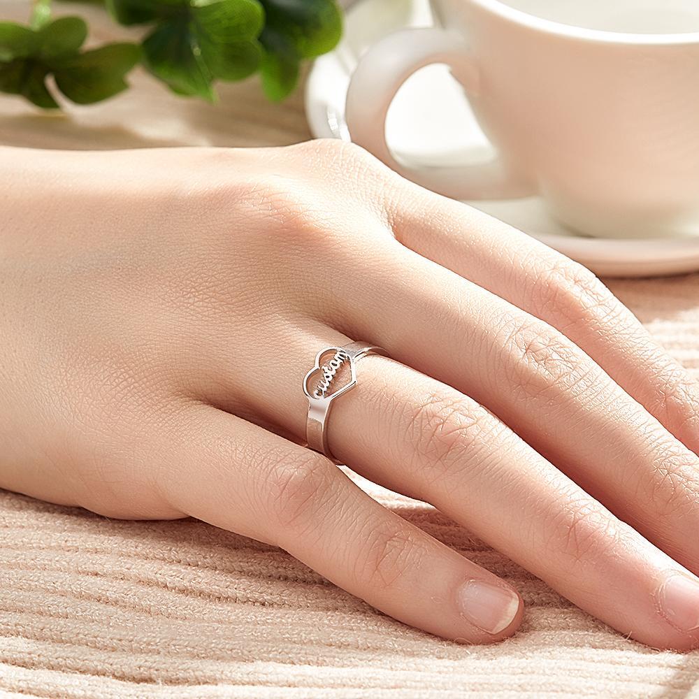 Loving Heart Custom Name Adjustable Ring For Women Girls Engagement Gift - soufeelmy