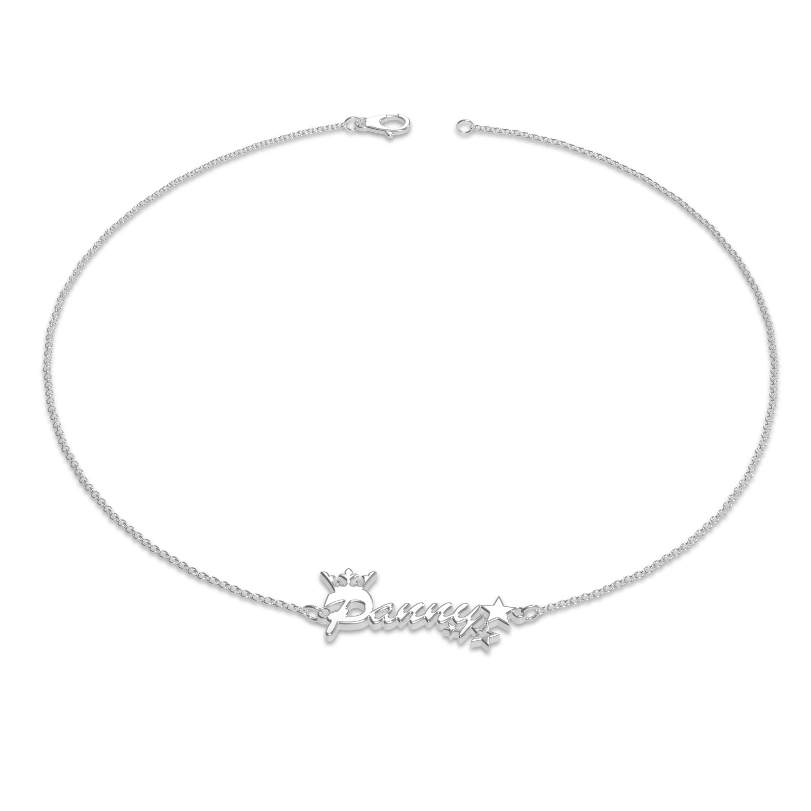 Custom Name Bracelet Crown and Stars Bracelet Shining Little Princess - 