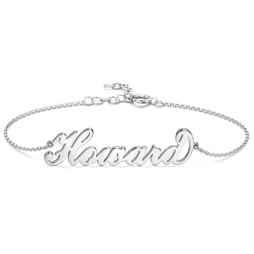 Personalized Name Bracelet, Any Name Bracelet Platinum Plated - Silver - 