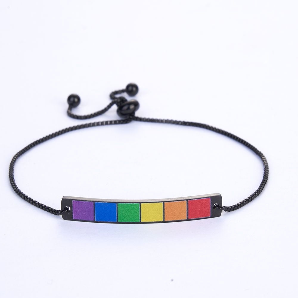 Custom Engraved Rainbow Bracelet With Custom Words Perfect Gift For Gays Queers On Pride's Day - soufeelmy