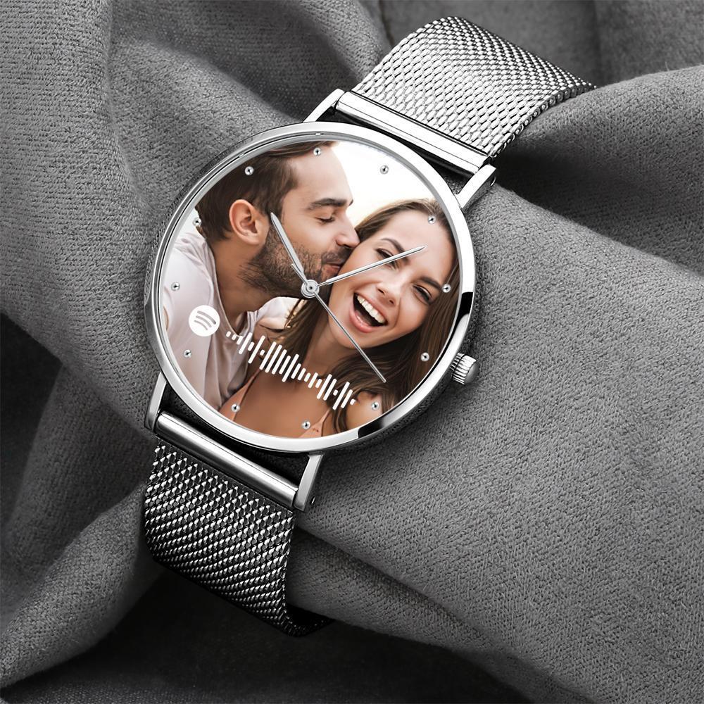 Scannable Custom Spotify Code Watch Engraved Music Song Photo Watch 36mm Gifts Her - 