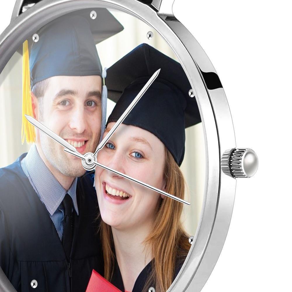 Unisex Engraved Photo Watch Graduation Gift Black 40mm - soufeelus