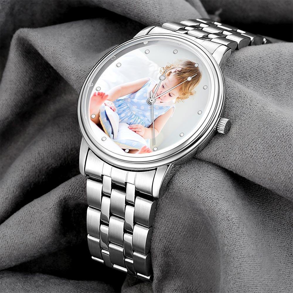 Unisex Engraved Alloy Bracelet Photo Watch 40mm Christmas Gifts - soufeelmy