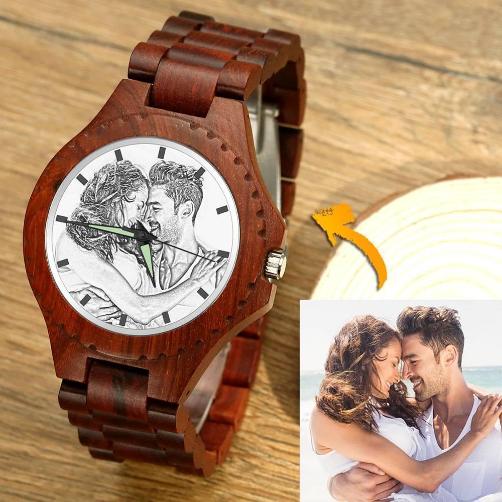 Unisex Photo Watch 48mm Wood Grain Strap - soufeelus