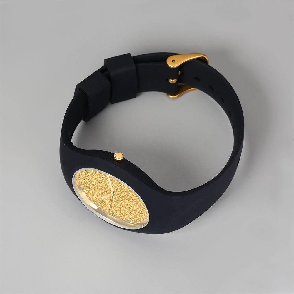 Unisex Silicone Engraved Watch Unisex Engraved Watch 41mm Black Strap - Golden - soufeelus