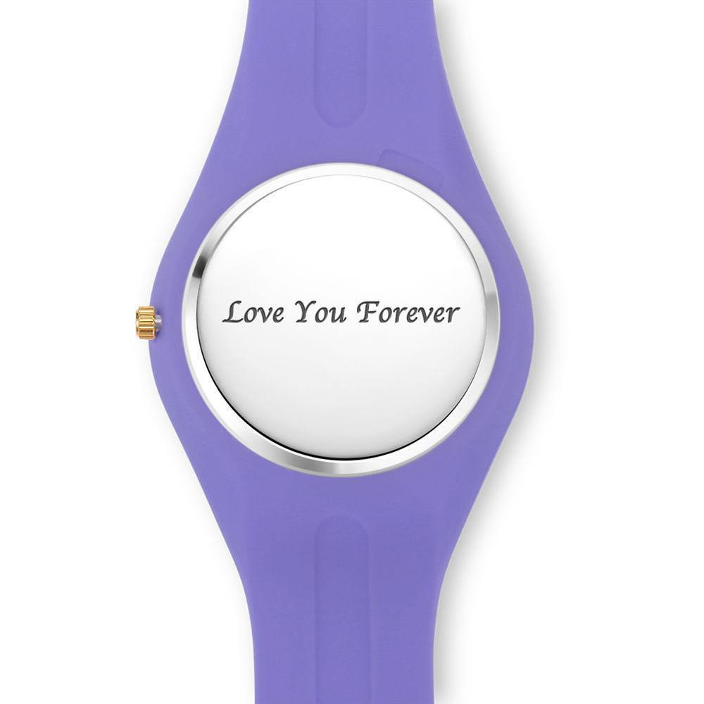 Unisex Silicone Engraved Watch Unisex Engraved Watch 41mm Purple Strap - Golden - soufeelus