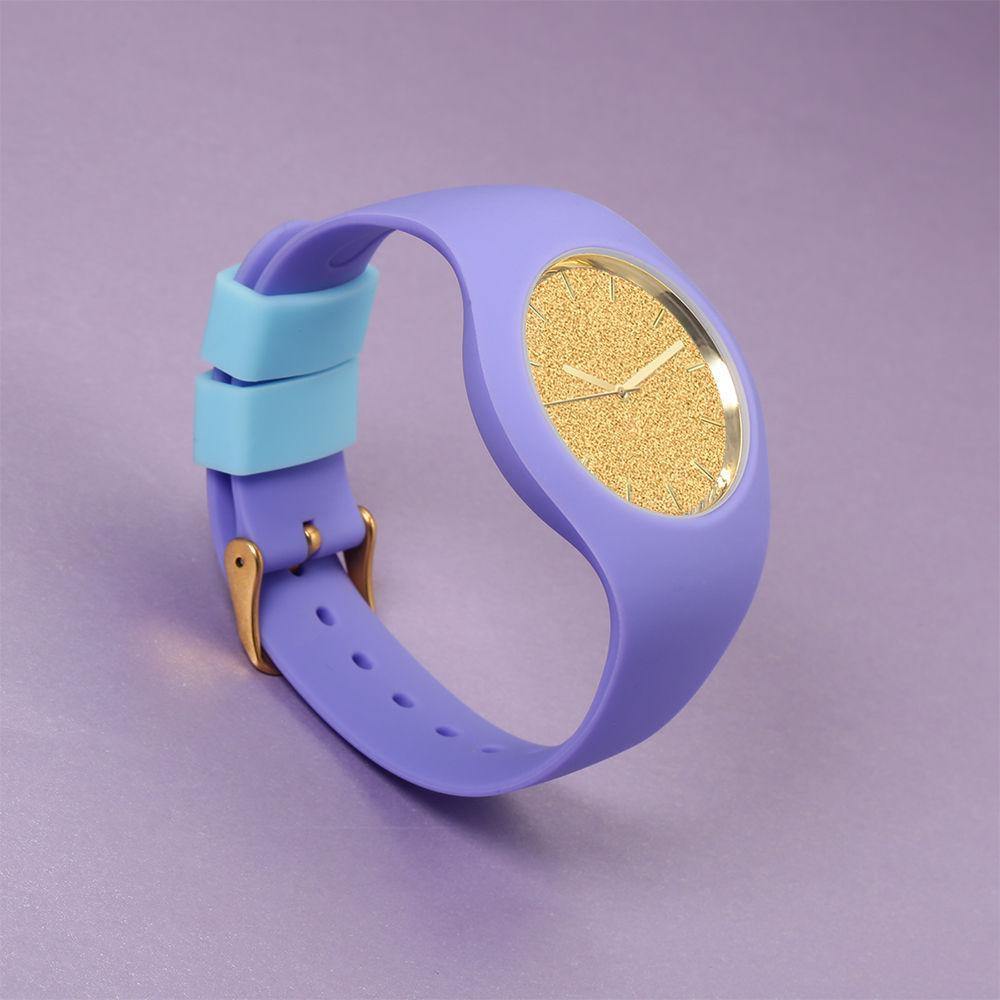 Unisex Silicone Engraved Watch Unisex Engraved Watch 41mm Purple Strap - Golden - soufeelus