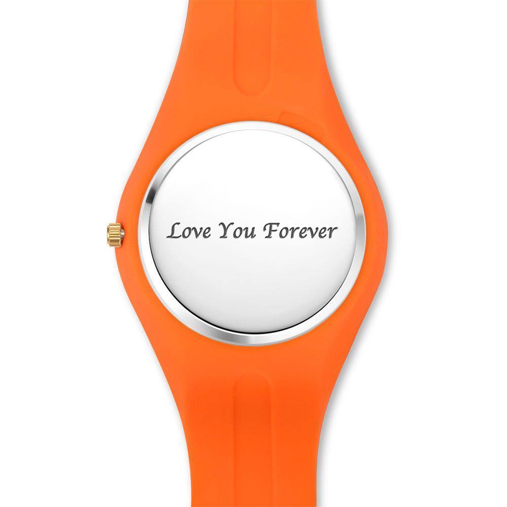 Unisex Silicone Engraved Watch Unisex Engraved Watch  41mm Blue and Orange Strap - Golden - soufeelus