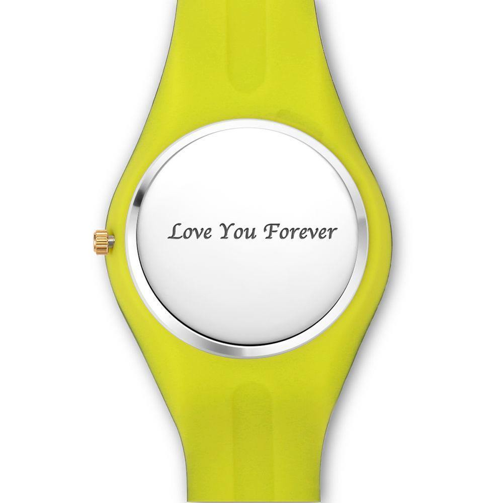 Unisex Silicone Engraved Watch Unisex Engraved Watch 41mm Black and Green Strap - Golden - soufeelus