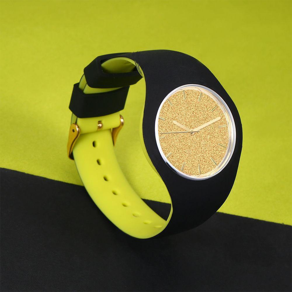 Unisex Silicone Engraved Watch Unisex Engraved Watch 41mm Black and Green Strap - Golden - soufeelus