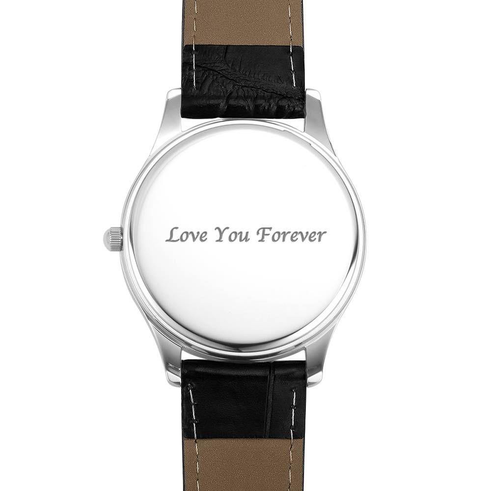 Women's Engraved Black Photo Watch 40mm Black Leather Strap - soufeelus