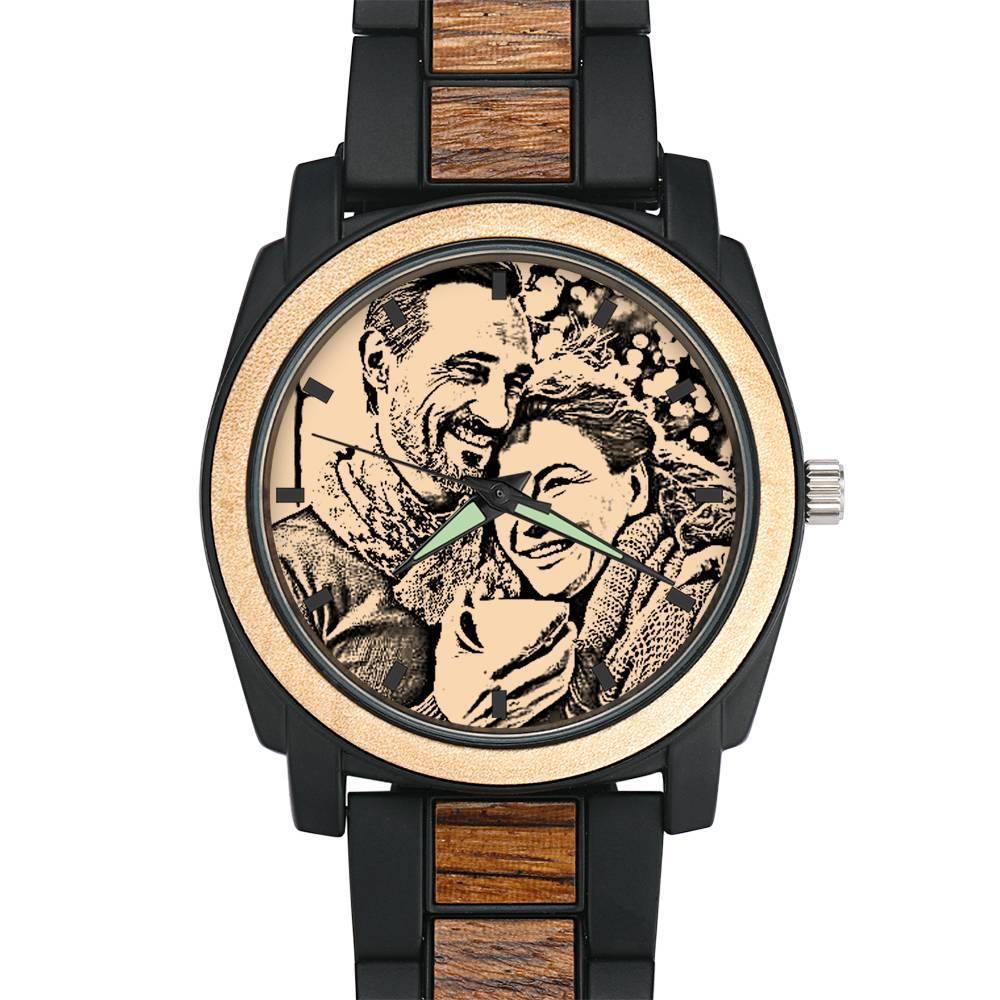 Personalized Engraved Watch, Photo Watch with Red Alloy Strap - soufeelus