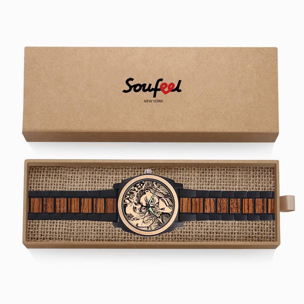 Personalized Engraved Watch, Photo Watch with Red Alloy Strap - soufeelus