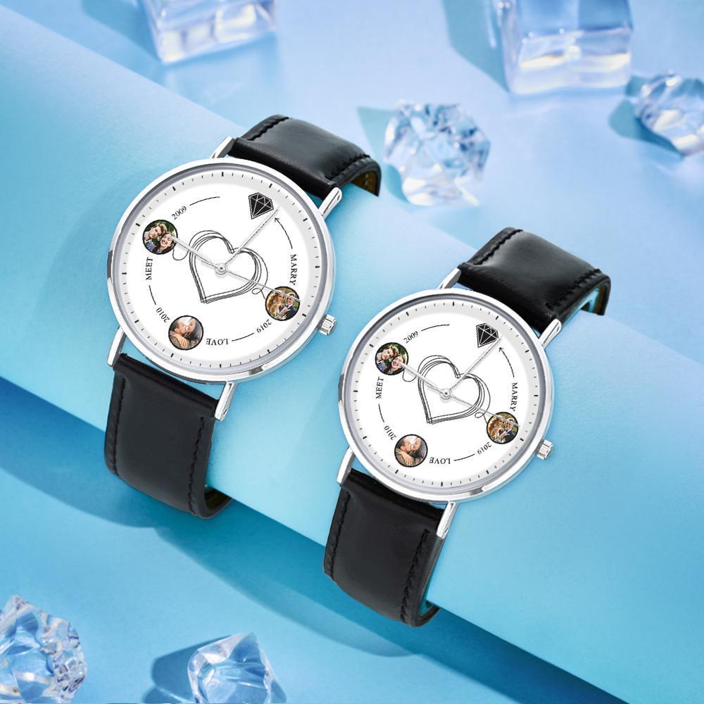 Custom Photo Watch Backward Watch Back In Time Watch Gift for Couple - 