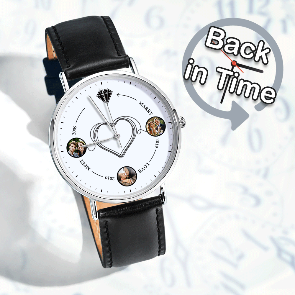 Custom Photo Watch Backward Watch Back In Time Watch Gift for Couple - 
