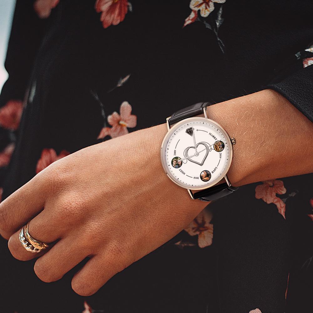 Custom Photo Watch Backward Watch Back In Time Watch Gift for Couple - 