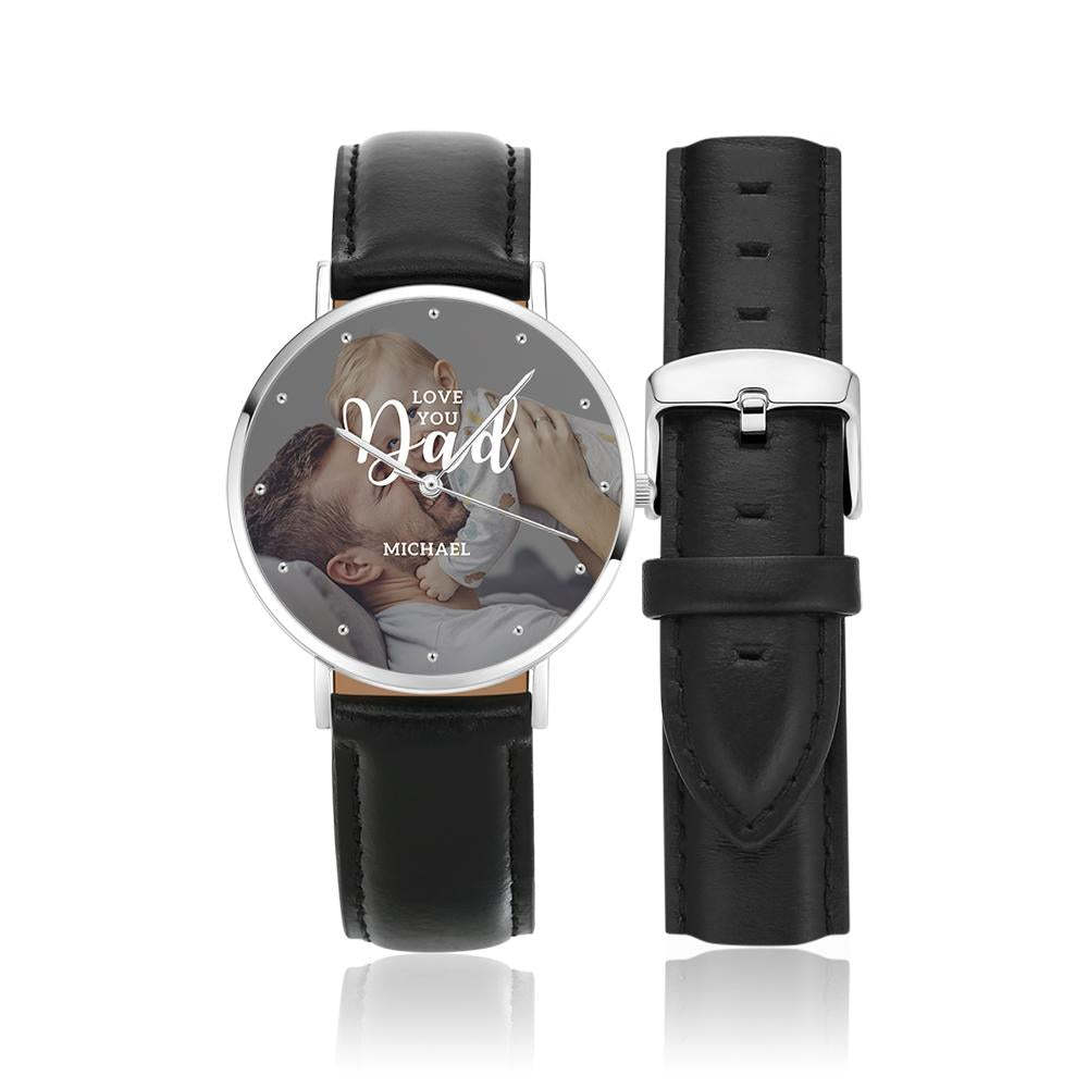 Personalized Love you Dad Photo Watch Father's Day Gift 40mm - soufeelmy