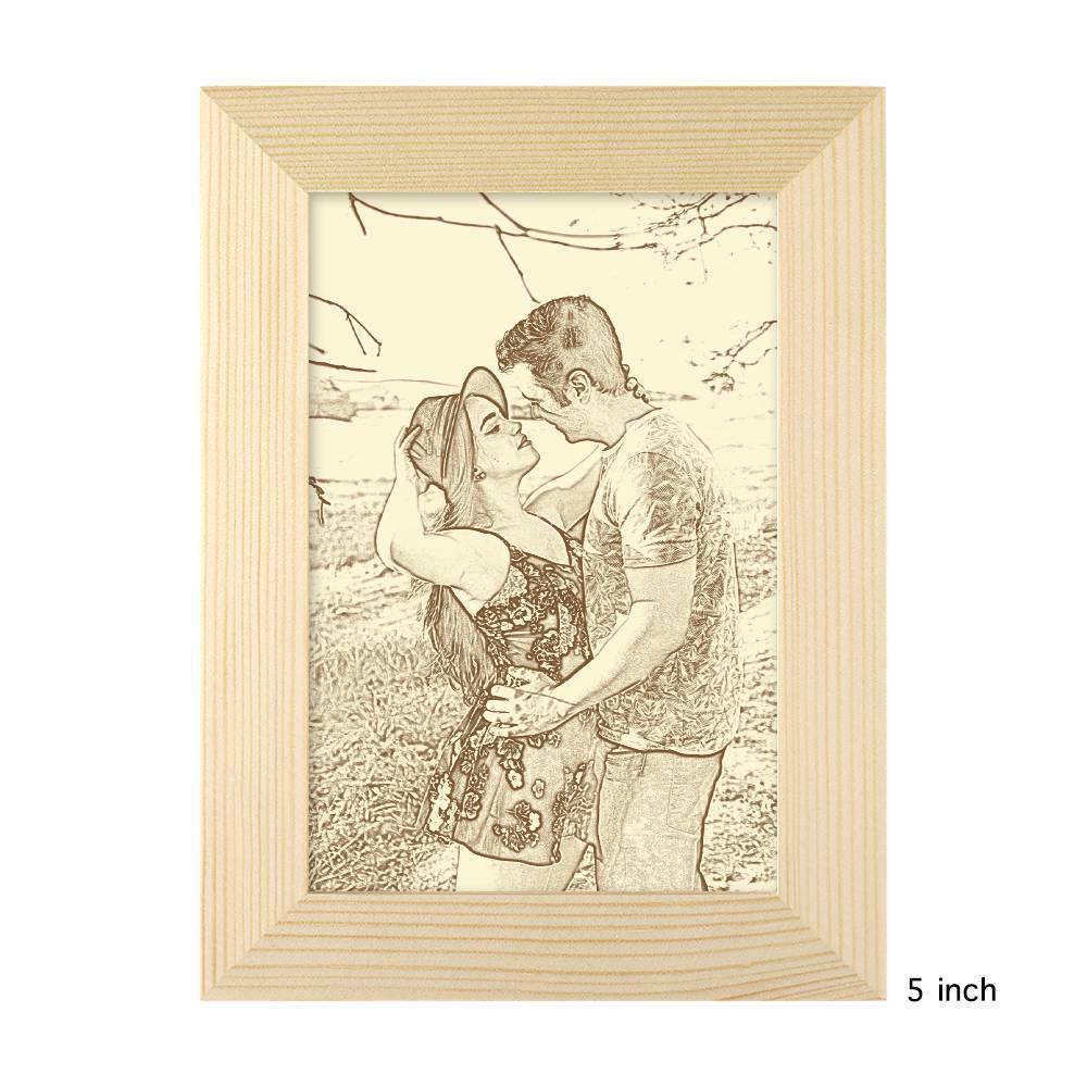 Wooden Custom Photo Frame Sketch Effect 5 Inches - soufeelmy