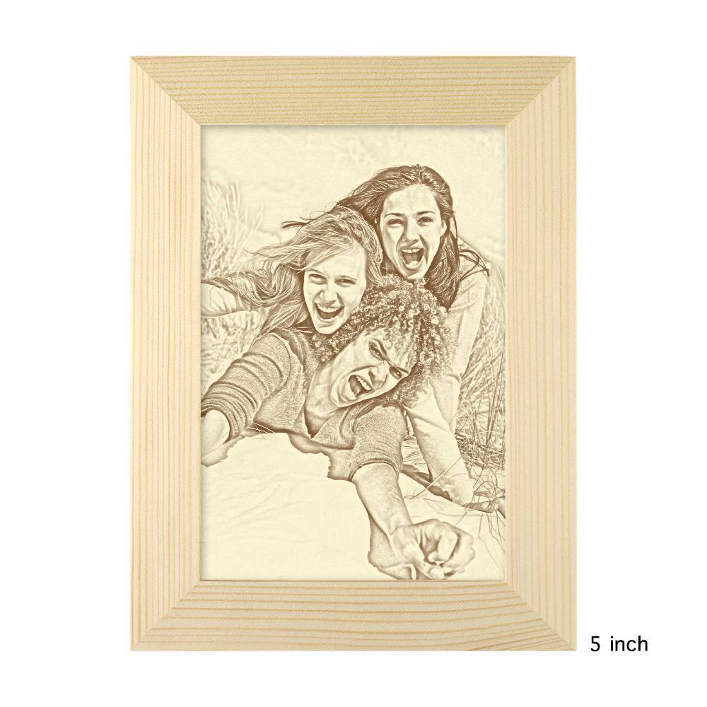 Wooden Custom Photo Frame Sketch Effect 5 Inches Best Friends - soufeelmy