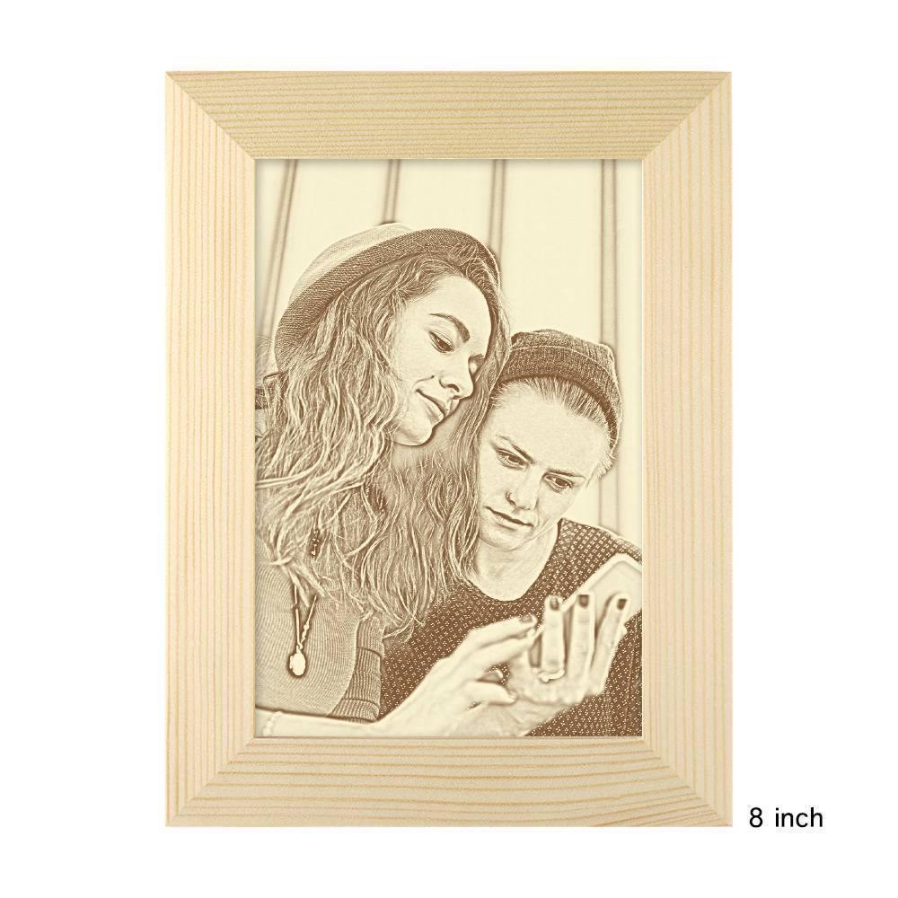 Custom Photo Frame Wooden Sketch Effect 8 Inches - Best Friends - soufeelmy