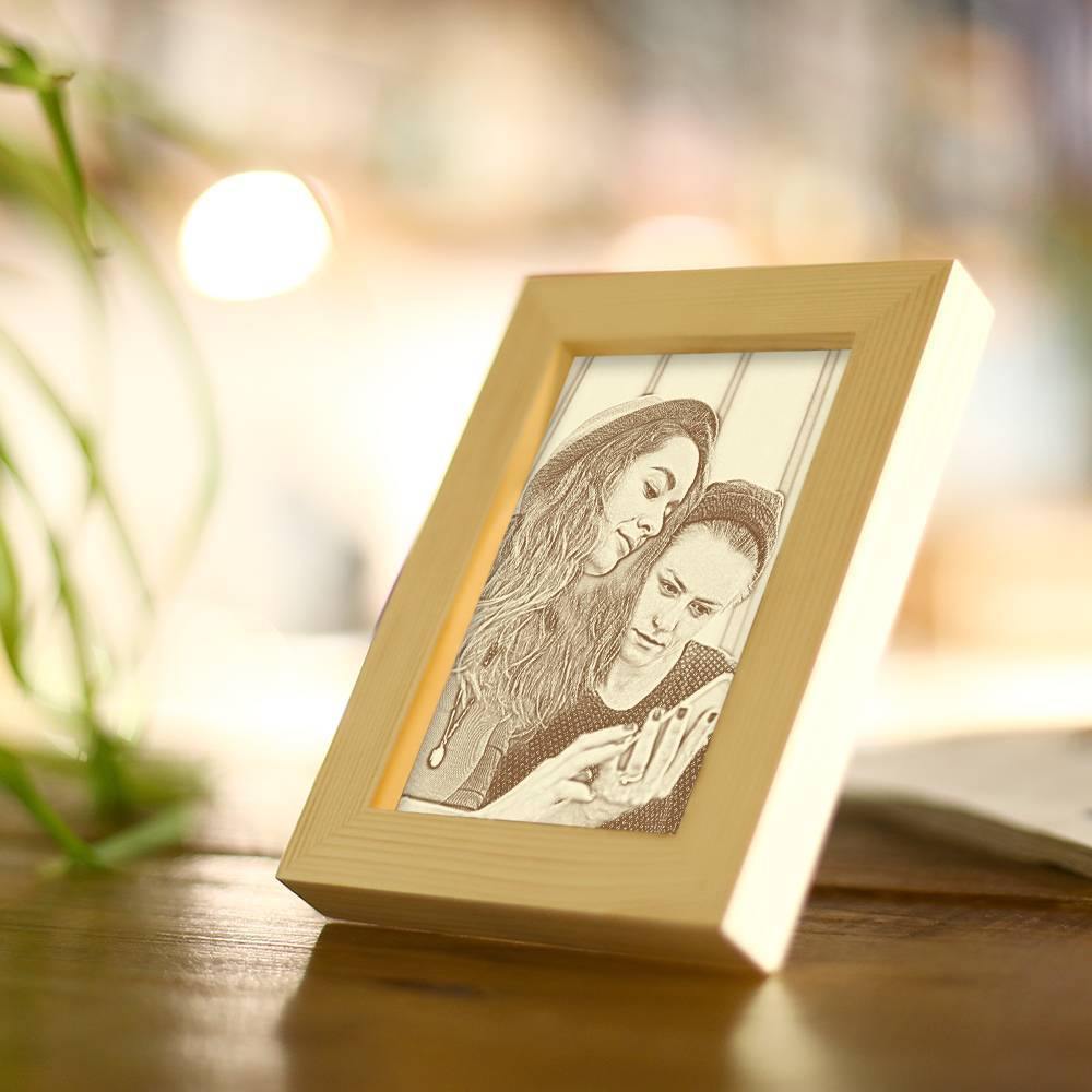 Custom Photo Frame Wooden Sketch Effect 8 Inches - Best Friends - soufeelmy
