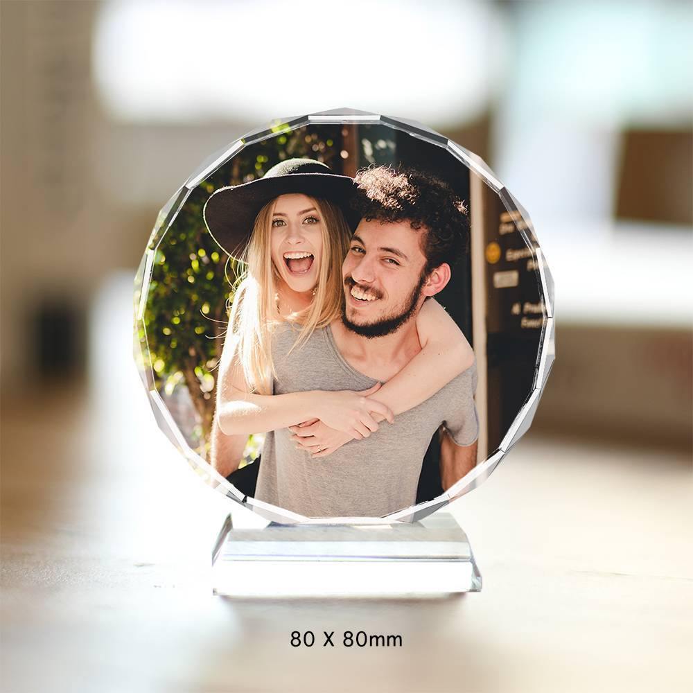 Custom Crystal Photo Frame Round 80mm Keepsake Gift - soufeelmy
