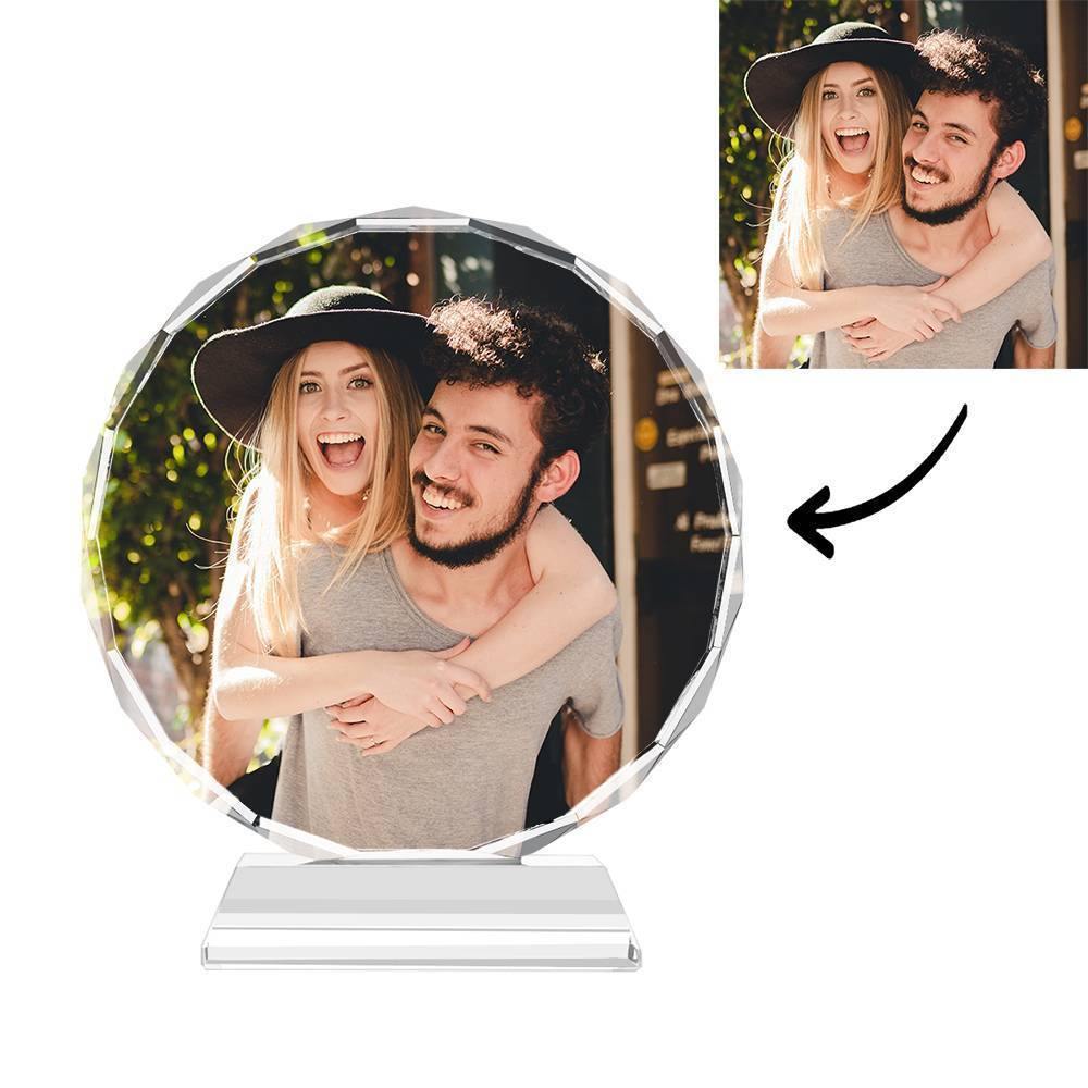 Custom Crystal Photo Frame Round 80mm Keepsake Gift - soufeelmy