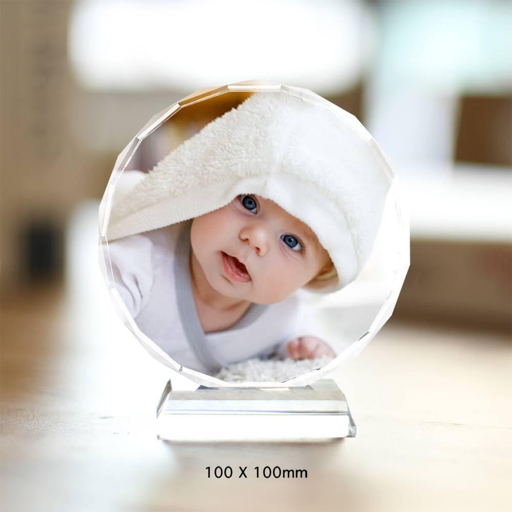 Custom Crystal Photo Frame Round Memorial Gift 100mm - soufeelmy