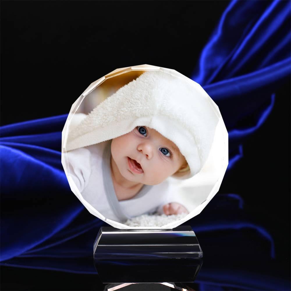 Custom Crystal Photo Frame Round Memorial Gift 100mm - soufeelmy