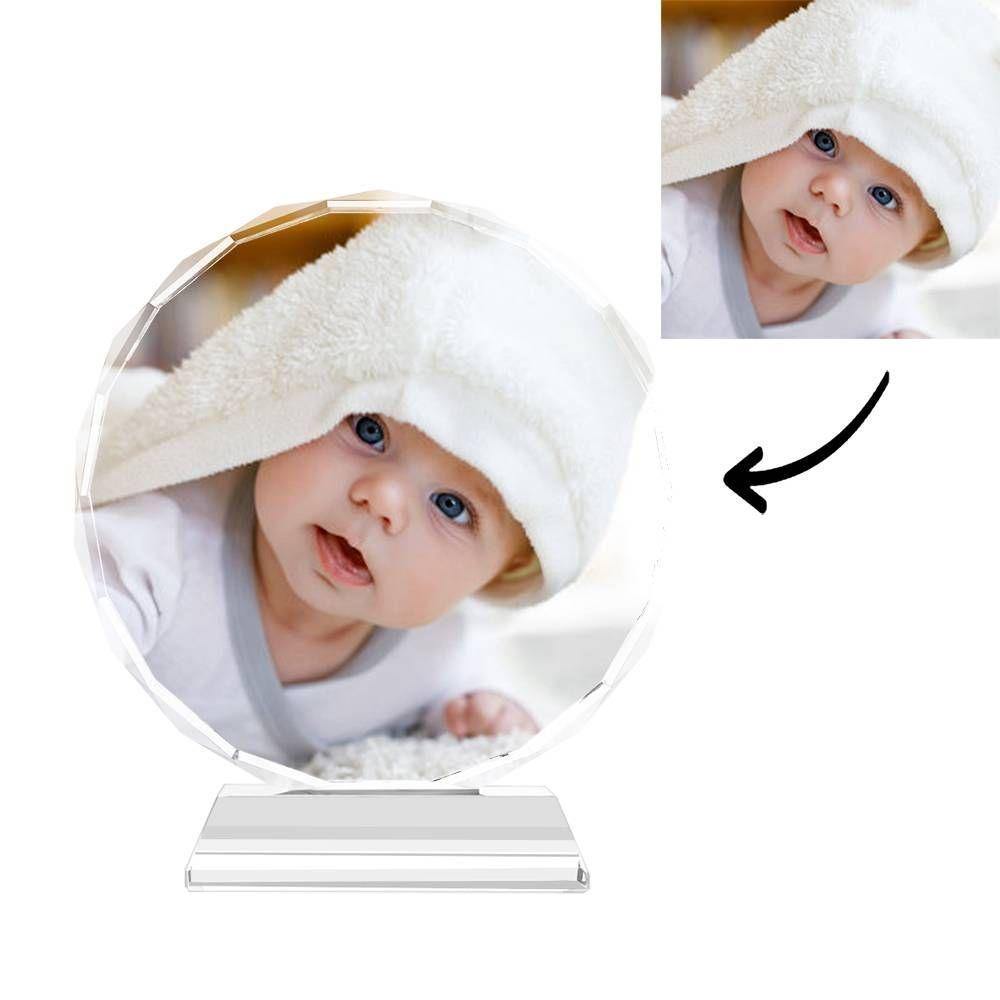 Custom Crystal Photo Frame Round Memorial Gift 100mm - soufeelmy