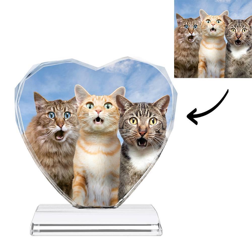 Custom Crystal Photo Frame Heart Shape Illuminate Cute Pet - soufeelmy