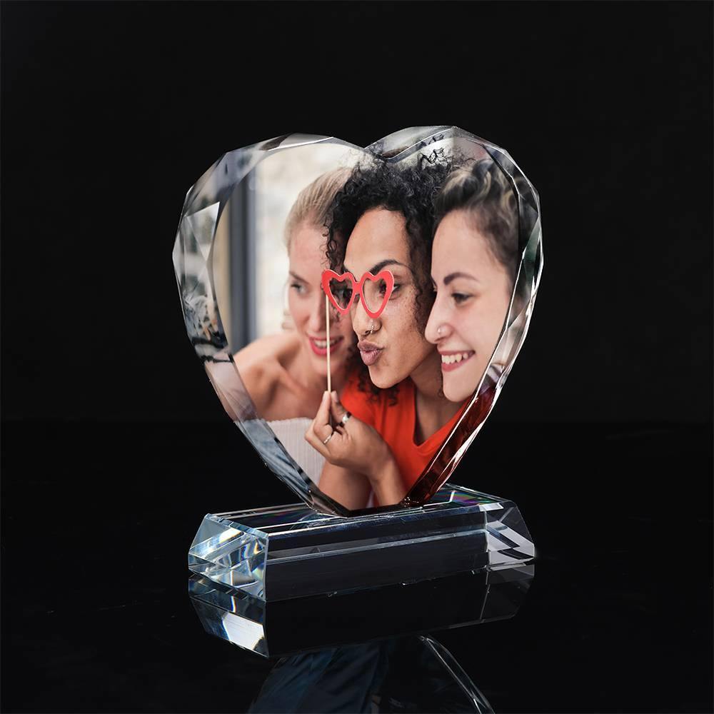 Custom Crystal Photo Frame Heart Shape Illuminate Best Friends - soufeelmy