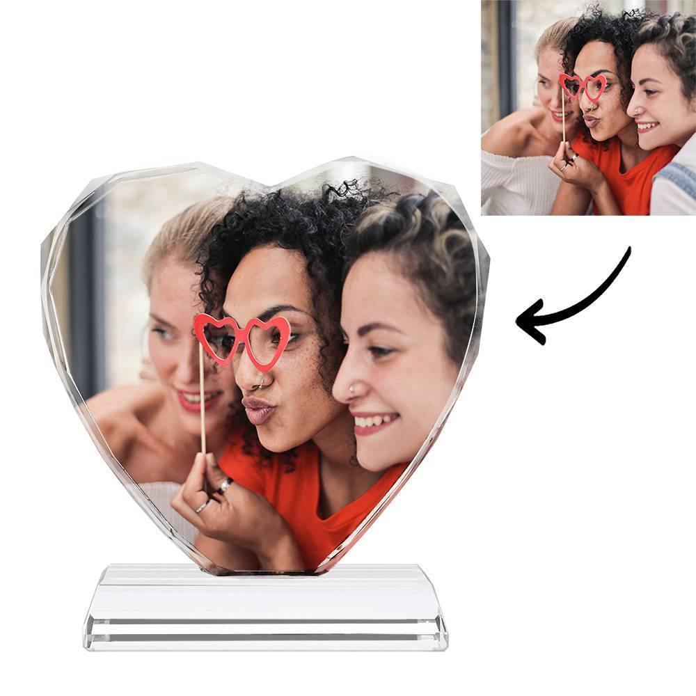 Custom Crystal Photo Frame Heart Shape Illuminate Best Friends - soufeelmy