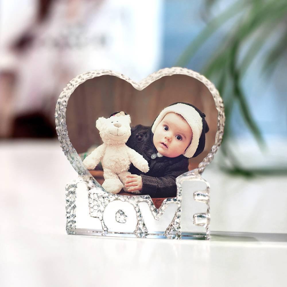 Custom Crystal Photo Frame Heart-shaped with Love Decoration Baby's Gift 145mm - soufeelmy