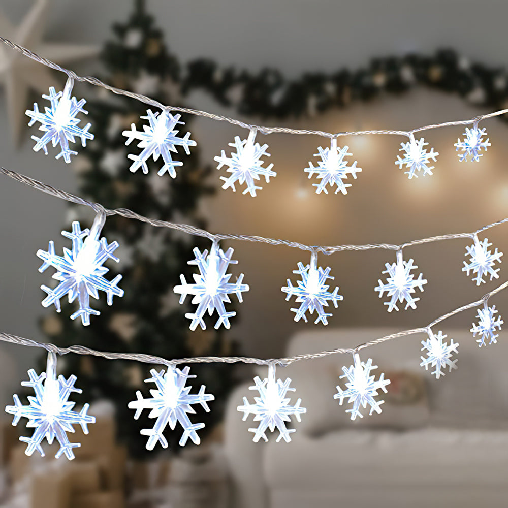 3 Lighting Colors Christmas Snowflake Decoration String Lights with Battery Operated Christmas Hanging Ornaments for Indoor Outdoor Holiday Christmas New Year Party Decorations - soufeelmy