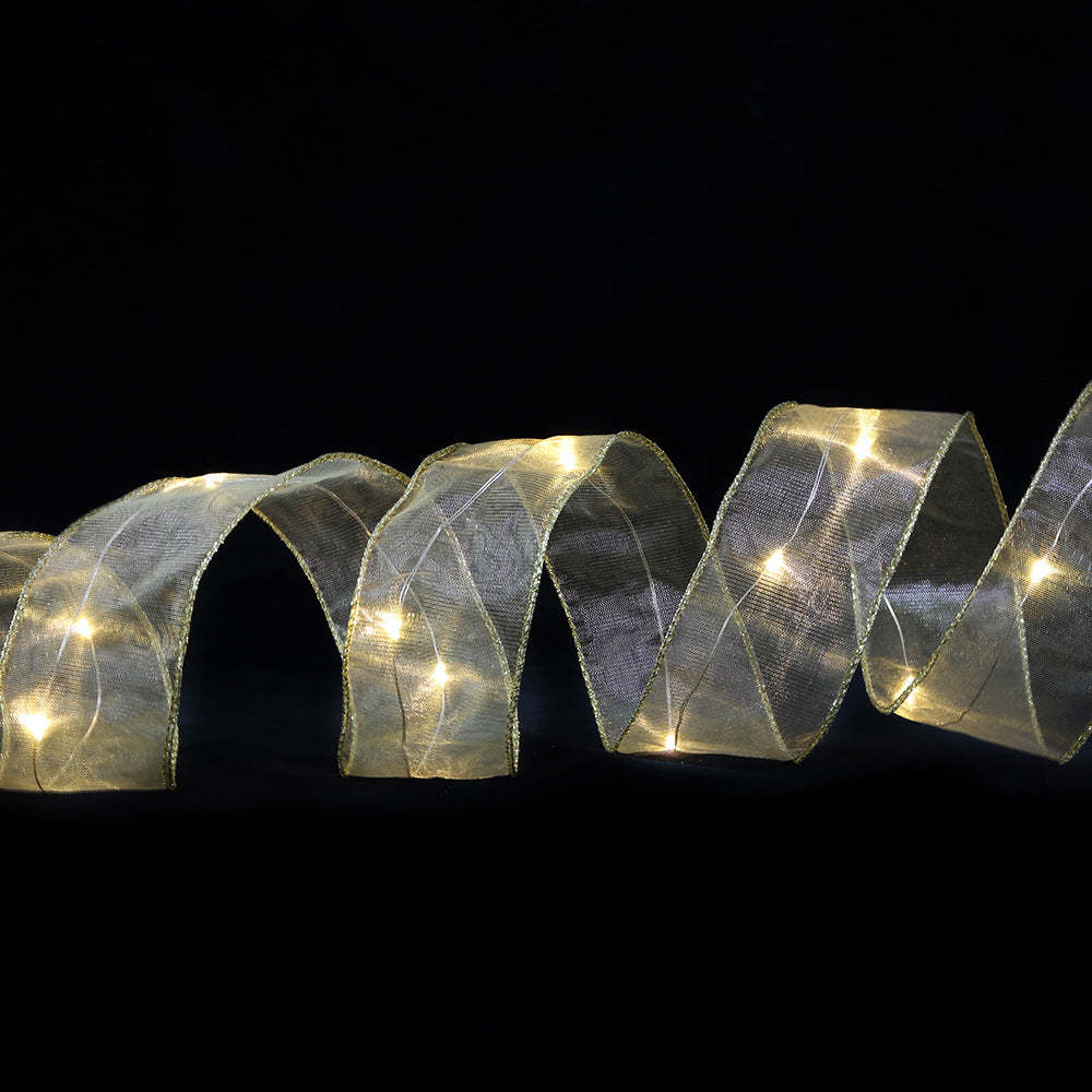 Christmas Ribbon Lights Copper Wire Ribbon Bows Lights for Holiday Party Decoration - soufeelmy