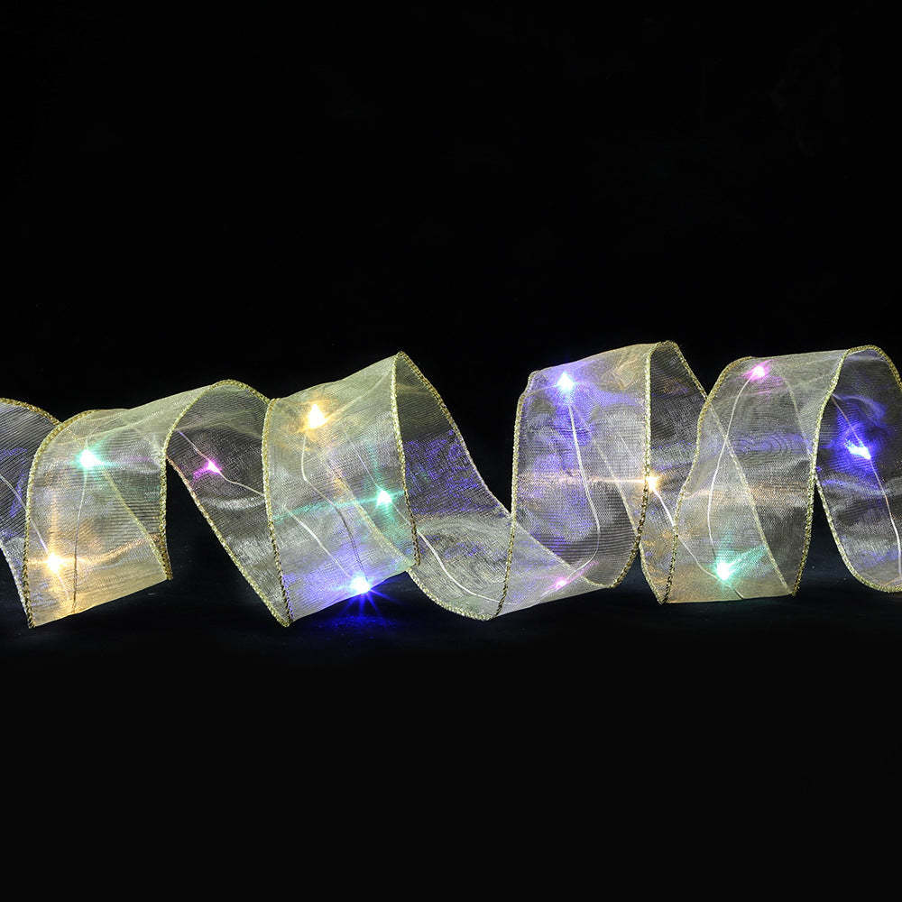 Christmas Ribbon Lights Copper Wire Ribbon Bows Lights for Holiday Party Decoration - soufeelmy