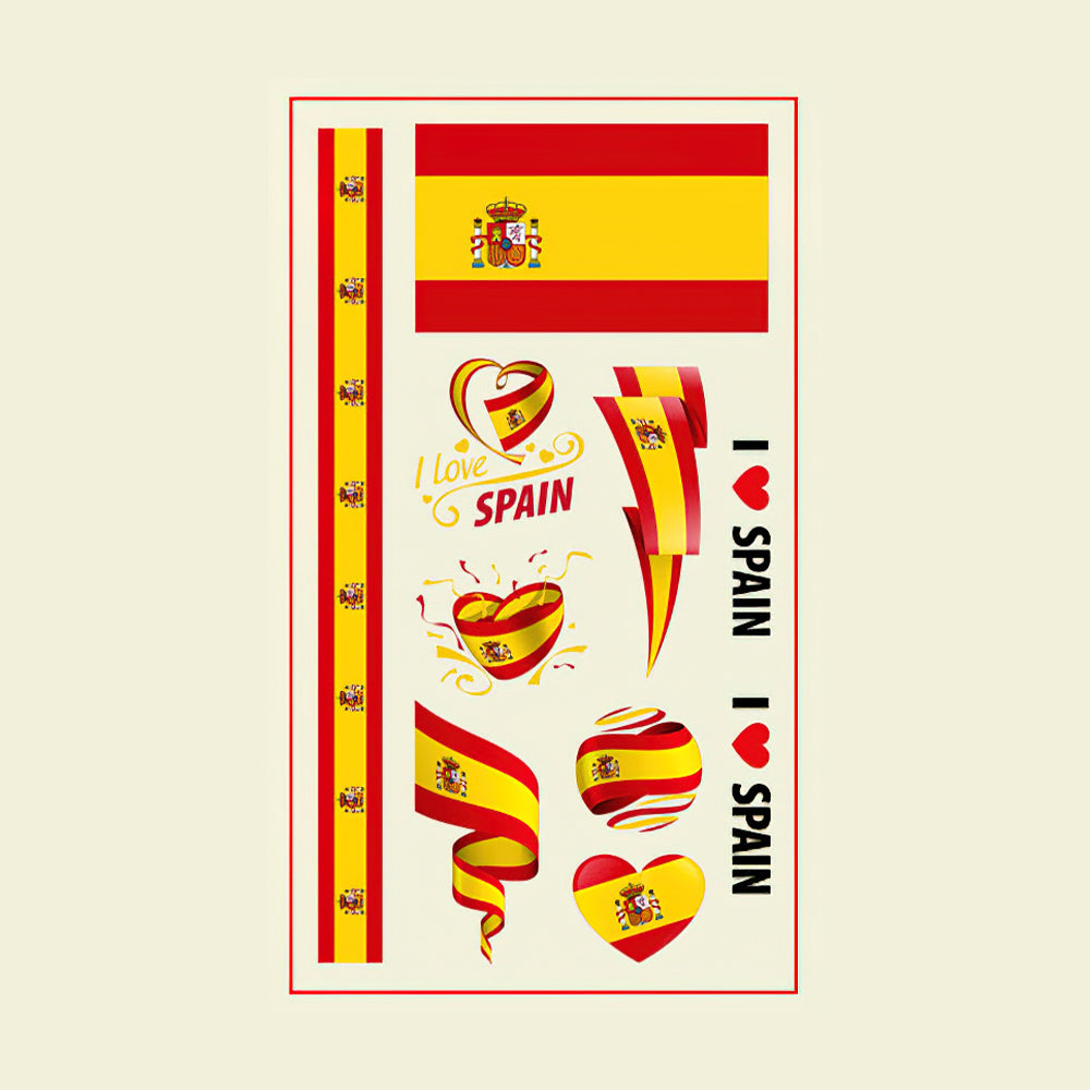 Flag Tattoo Stickers World Cup Soccer Match Party Gifts-Spain - soufeelmy