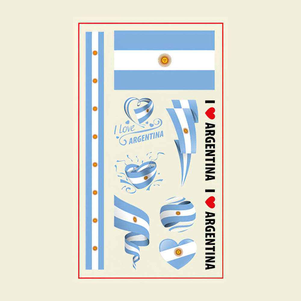 Flag Tattoo Stickers World Cup Soccer Match Party Gifts-Argentina - soufeelmy