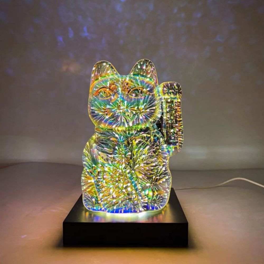 Lucky Cat 3D Firework Night Light Colorful Cat Decor Light Gift - soufeelmy
