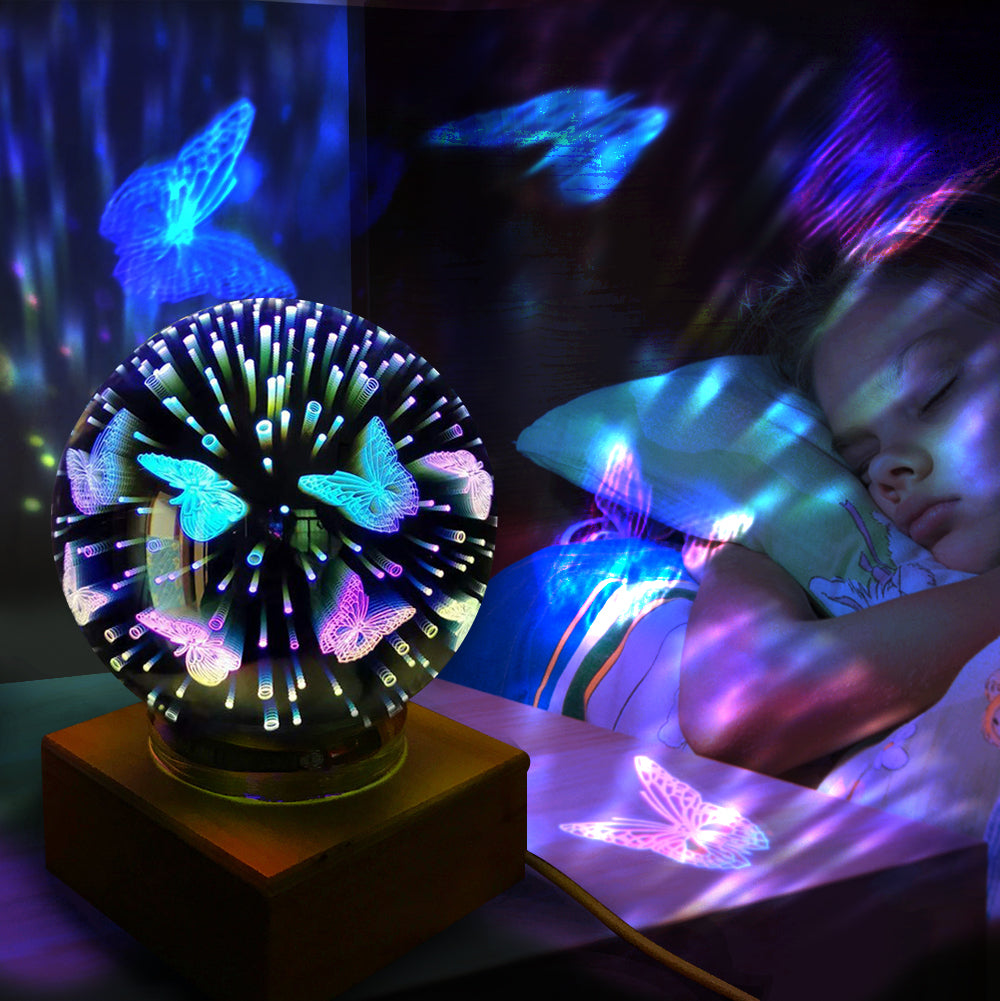3D Firework Night Light Projector Lamp Magic Crystal Glass Ball Light - soufeelmy