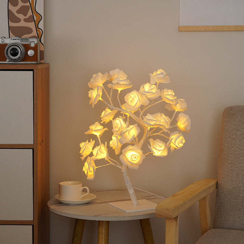 LED Simulation Flower Rose Tree Light Decorative Night Light Anniversary Gift for Lover - Green - soufeelmy