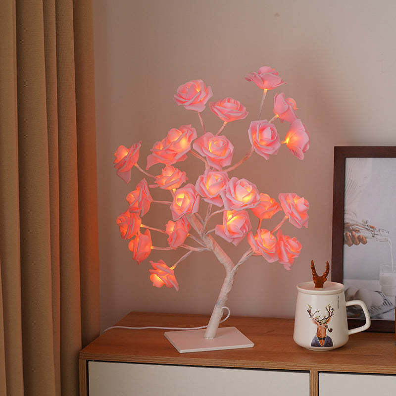 LED Simulation Flower Rose Tree Light Decorative Night Light Anniversary Gift for Lover - Green - soufeelmy